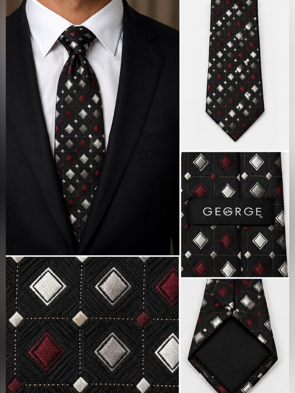 George Black and Gray Modern Tie